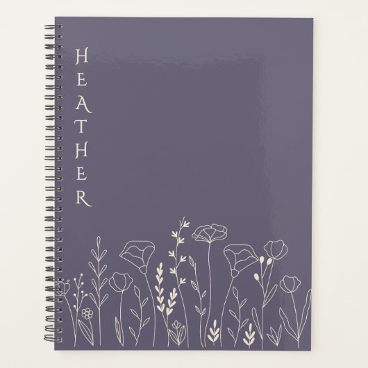 Boho Wildflower Persoonlijke Grijze Cadeau voor Ha Planner (Voorkant)