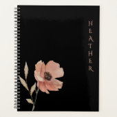 Boho Wildflower Persoonlijke Zwarte Cadeau voor Ha Planner (Voorkant)