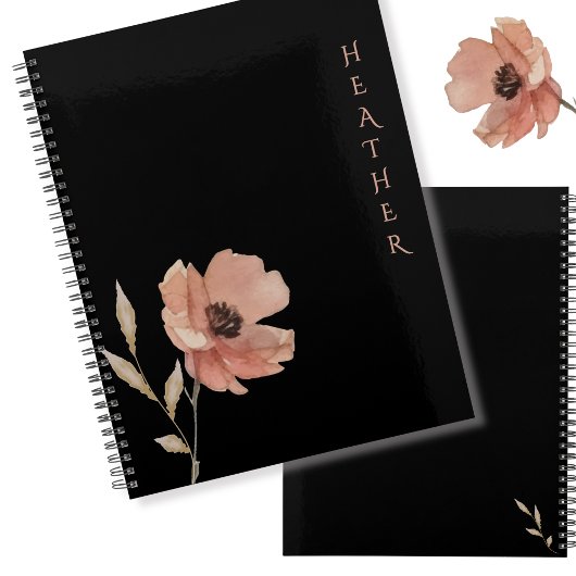 Boho Wildflower Persoonlijke Zwarte Cadeau voor Ha Planner