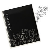 Boho Wildflower Persoonlijke Zwarte Cadeau voor Ha Planner