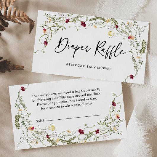 Boho Wildflower Raffle Enclosure Card Visitekaartje