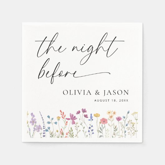 Boho Wildflower repetitie diner servetten (Voorkant)