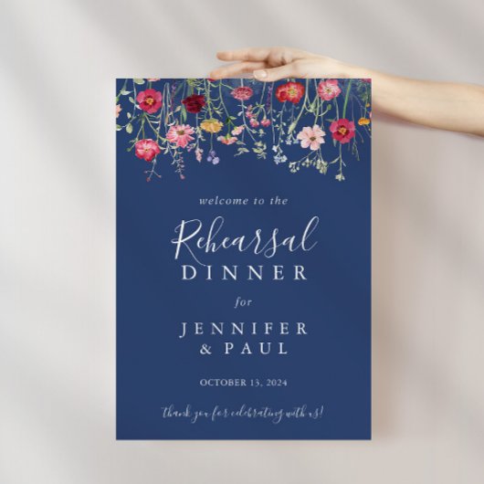 Boho Wildflower Repetitie Diner Welkom Poster