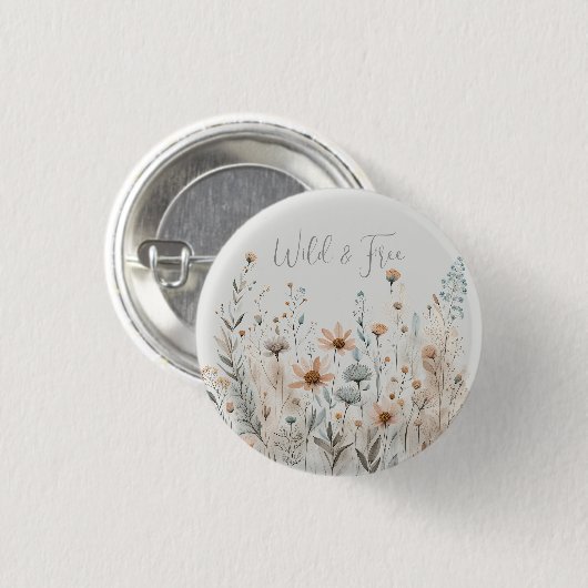 Boho Wildflower Ronde Button 3,2 Cm (Voorkant /achterkant)