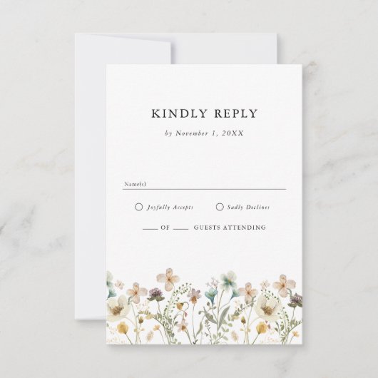Boho Wildflower RSVP-kaart RSVP Kaartje (Voorkant)