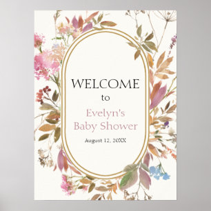 Boho Wildflower Rustic Wreath Welcome  Poster