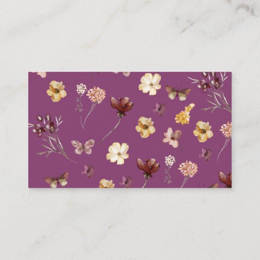Boho Wildflower rustieke Berry Paarse bruiloft RSV Informatiekaartje (Achterkant)