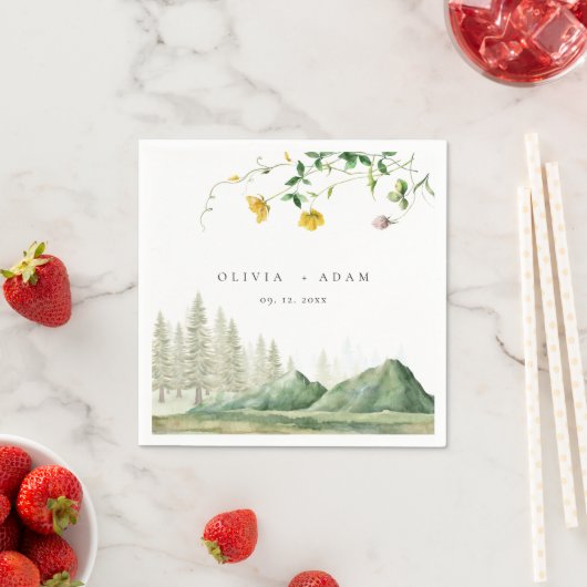 Boho Wildflower rustieke bos berg bruiloft Servet (Insitu)