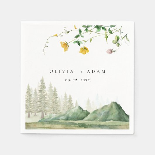 Boho Wildflower rustieke bos berg bruiloft Servet (Voorkant)