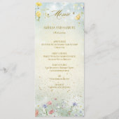 Boho Wildflower Rustieke Groene Bruiloft Menu (Voorkant)