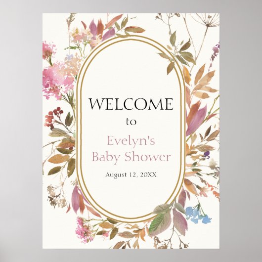 Boho Wildflower Rustieke Krans Welkom Poster (Voorkant)