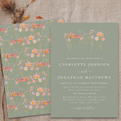 Boho Wildflower Sage Green Wedding Kaart