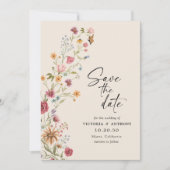 Boho Wildflower Save The Date met Foto Platte Kaar (Voorkant)