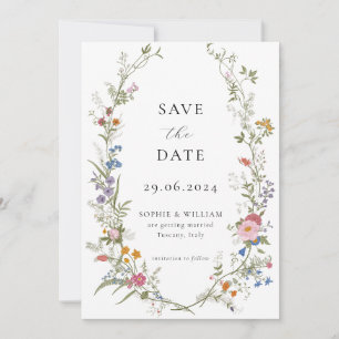 Boho Wildflower Save the Date Uitnodiging voor bru