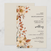 Boho Wildflower Terracotta Wedding Invitation Kaart (Voorkant / Achterkant)