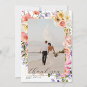 Boho Wildflower | Trouwfoto Bedankkaart (Voorkant)