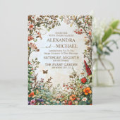 Boho Wildflower Tuin Bruiloft Kaart (Staand voorkant)