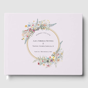 Boho Wildflower Varen Lavendel Bruiloft Gastenboek