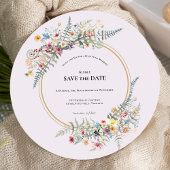 Boho Wildflower Varen Lavendel Bruiloft Ronde Save The Date