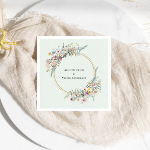 Boho Wildflower Varen Mint Groene bruiloft Servet