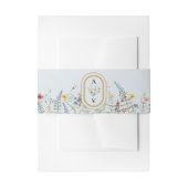 Boho Wildflower Varen Stoffig Blauw Bruiloft Monog Uitnodigingen Wikkel (Voorkant Voorbeeld)