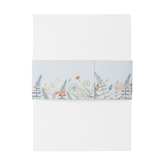 Boho Wildflower Varen Stoffig Blauw Bruiloft Monog Uitnodigingen Wikkel (Achterkant Voorbeeld)