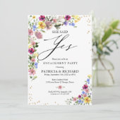 Boho Wildflower verlovingsfeest Kaart (Staand voorkant)