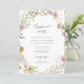 Boho Wildflower Verlovingsfeest Uitnodiging (Staand voorkant)