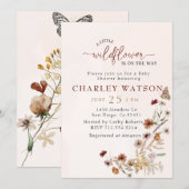 Boho Wildflower vlinder Baby shower Uitnodiging (Voorkant / Achterkant)