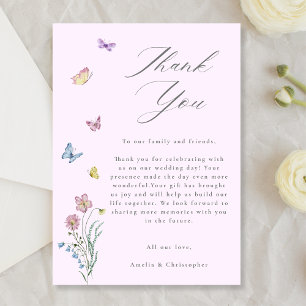 Boho Wildflower vlinder bruiloft Bedankkaart