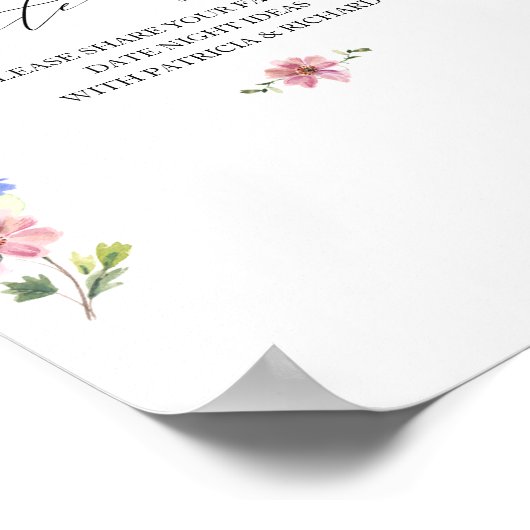 Boho Wildflower Vrijgezellenfeest Datum Nachtkruik Poster (Hoek)