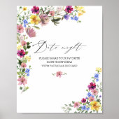 Boho Wildflower Vrijgezellenfeest Datum Nachtkruik Poster (Voorkant)