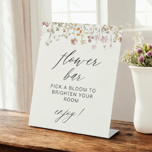 Boho Wildflower Vrijgezellenfeest Flower Bar Reclamebord Met Voetstuk