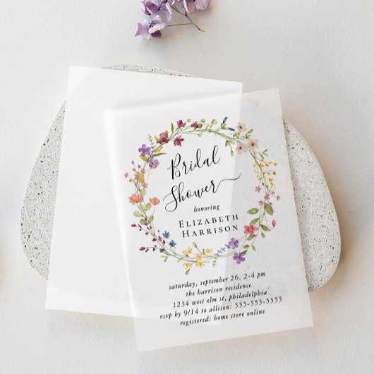 Boho Wildflower Vrijgezellenfeest Vellum Uitnodigingen