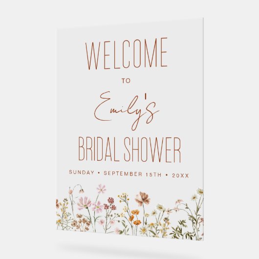 Boho Wildflower Vrijgezellenfeest Welkomstteken Acryl Bord (Hoek)