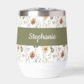 Boho Wildflower Watercolor Monogram Name Thermal (Avant)