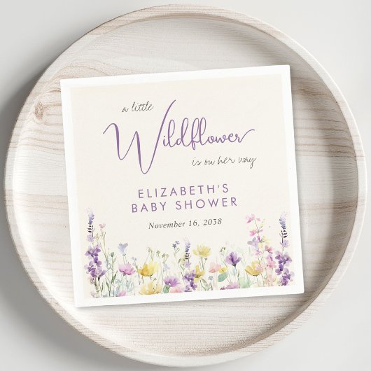 Boho Wildflower Waterverf Baby shower Servet