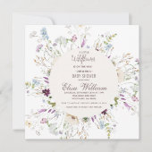 Boho Wildflower Waterverf Baby shower Uitnodigen Kaart (Voorkant)