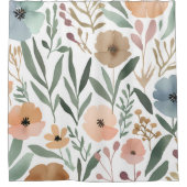 Boho Wildflower Waterverf Bloemen Badkamer Douchegordijn (Voorkant)