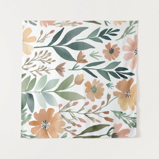 Boho Wildflower Waterverf Floral Pastel Wall Wandkleed (Voorkant (horizontaal))