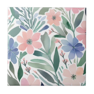 Boho Wildflower Waterverf Floral Pastelaccent Tegeltje