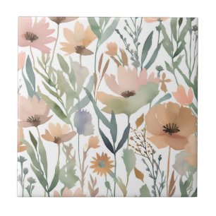 Boho Wildflower Waterverf Floral Pastelaccent Tegeltje