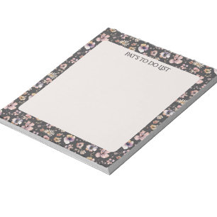 Boho Wildflower Waterverf genaamd Charcoal Blush Notitieblok