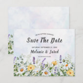 Boho Wildflower Waterverf Personaliseer bruiloft Save The Date (Voorkant / Achterkant)