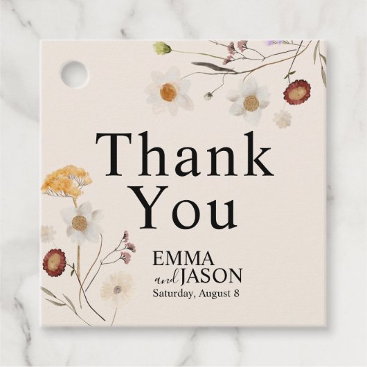 Boho Wildflower Weddenschap Dank je Labels (Voorkant)