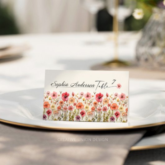 Boho Wildflower Wedding Gevouwen Plaats Kaarten