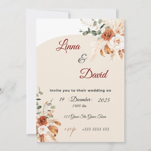 Boho Wildflower Wedding Invitation (Devant)