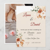 Boho Wildflower Wedding Invitation (Devant / Derrière)