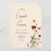 Boho Wildflower Wedding Invitation Kaart (Voorkant / Achterkant)