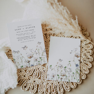 Boho Wildflower Wedding Invitation Kaart